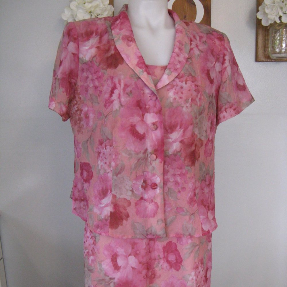 R&K Floral Chiffon Dress With Over Shirt